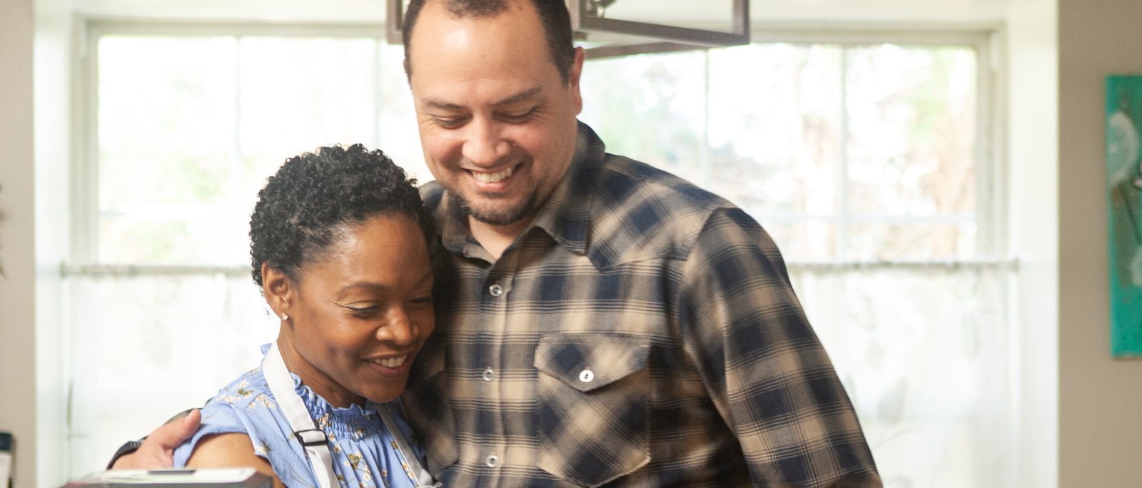 a man and a woman embracing