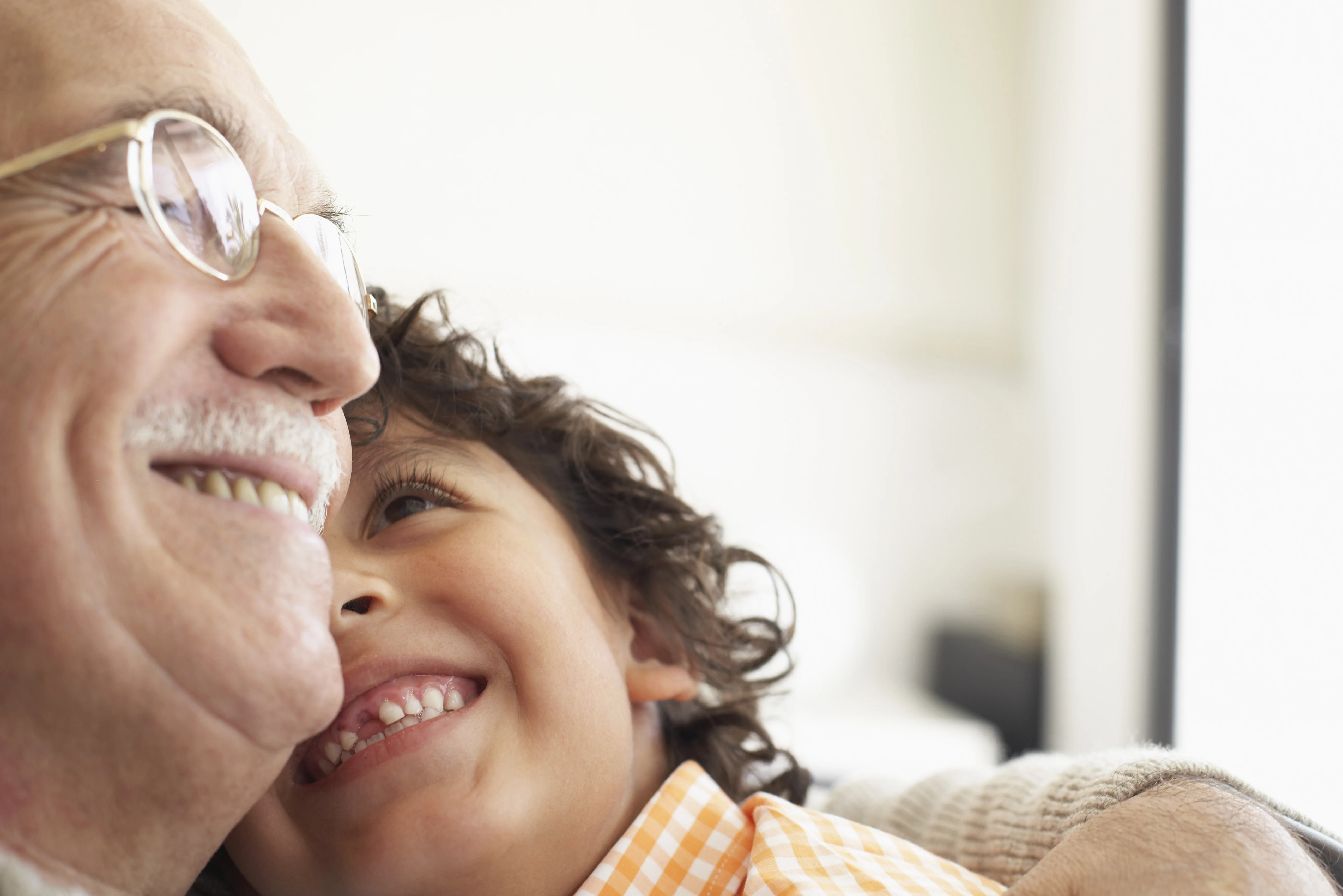 a man and a woman smiling