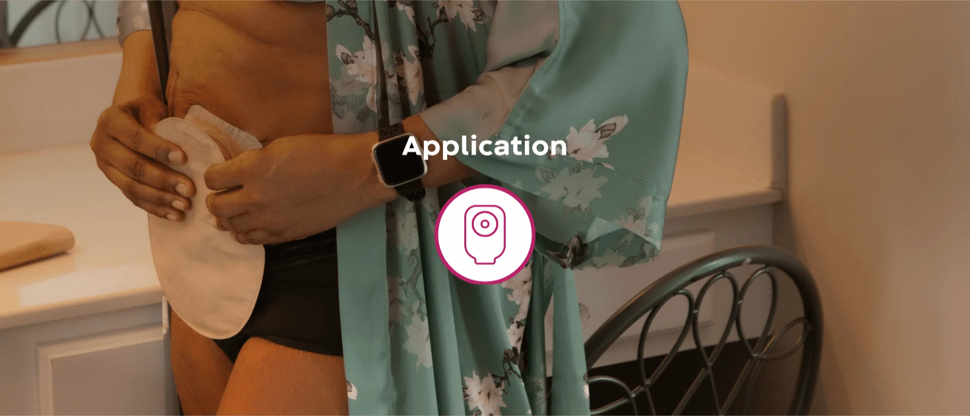 woman applying an ostomy pouch