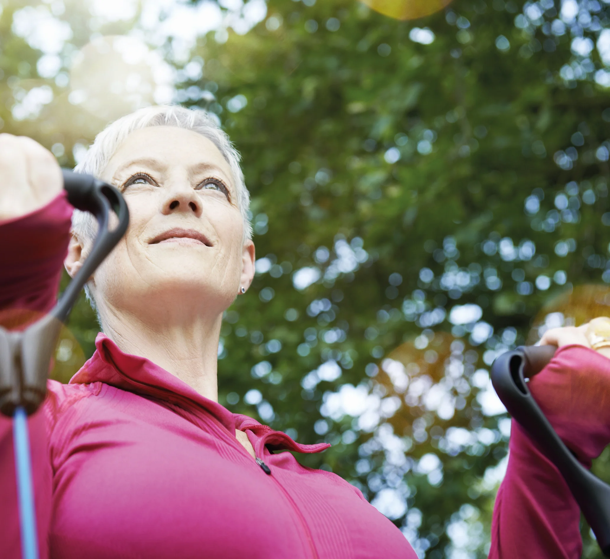 a close-up of a woman exercising