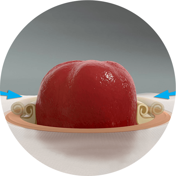 Una bola roja en un plato